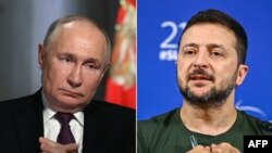 Vladimir Putin și Volodimir Zelenski (colaj) 