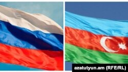 Rusiya və Azərbaycan bayraqları