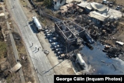 The aftermath of the Crevedia explosions seen on August 27.