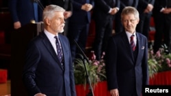 Церемония инаугурации нового президента Чехии Петра Павела (слева), Прага, 9 марта 2023 года