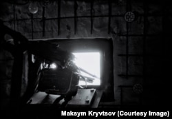 A PKM machine gun at a Ukrainian position