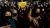 Afghan women demonstrate against the closure of universities to women by the Taliban in Kabul on December 22. 