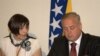 Predsjednica Centralne izborne komisije BiH Irena Hadžiabdić i član Suad Arnautović na konferenciji za novinare na kojoj je objavljena odluka o proglašenju izbora
