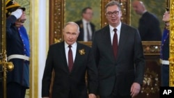 Predsednik Srbije Aleksandar Vučić sastao se u Kremlju sa ruskim predsednikom Vladimirom Putinom tokom obeležavanju 80. godišnjice pobede nad fašizmom, 9. maj 2025. 