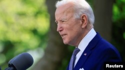 U.S. President Joe Biden speaks at a news conference at the White House on April 16.