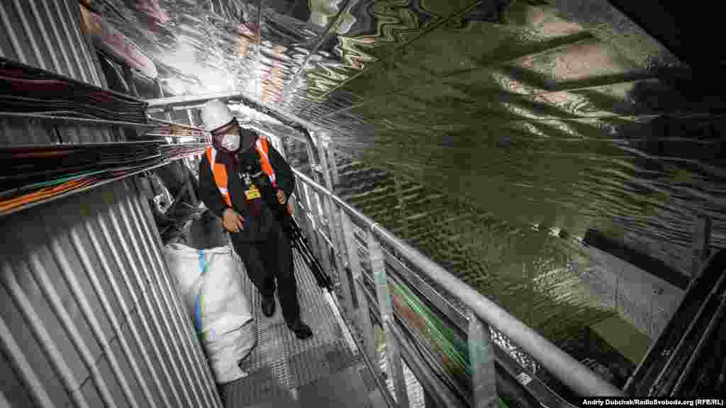 Chernobyl's New Safe Confinement (NSC) contains a labyrinth of passages, suspended walkways, and stairs. Elevators will be used in the future, but are still being installed and tested.