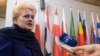 Președinta Lituaniei, Dalia Grybauskaite, adresîndu-se reporterilor la Bruxelles 