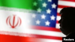 د امریکا او ایران بیرغونه او د ولسمشر ټرمپ یو جوړ شوی انځور 