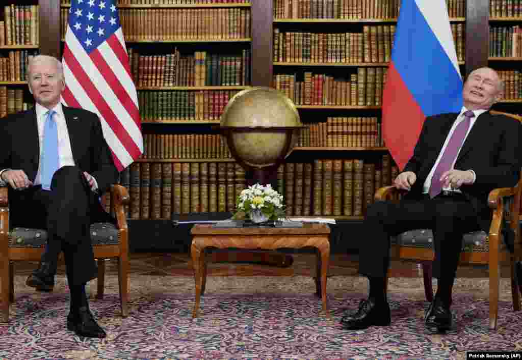 Presidenti amerikan, Joe Biden dhe Putini takohen për një samit SHBA-Rusi në Gjenevë, më 16 qershor 2021.