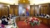 Armenia -- Prime Minister Nikol Pashinian chairs a video conference of Armenian officials and representatives of the Lebanese-based consulting firm ELARD, Yerevan, August 29, 2019.