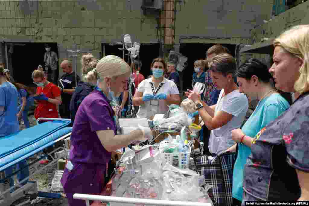 A section of the hospital grounds where staff and volunteers set up aid stations following the strike.