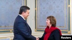Viktor Ianukovici şi Catherine Ashton, 29 ianuarie 2014