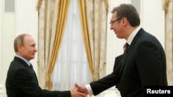 Премиерот на Србија Александар Вучиќ и претседателот на Русија Владимир Путин, Москва, 26.05.2016.