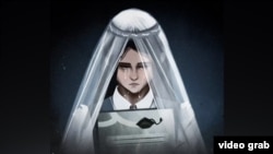 An animated image of a woman drawn by Roman Kim. 