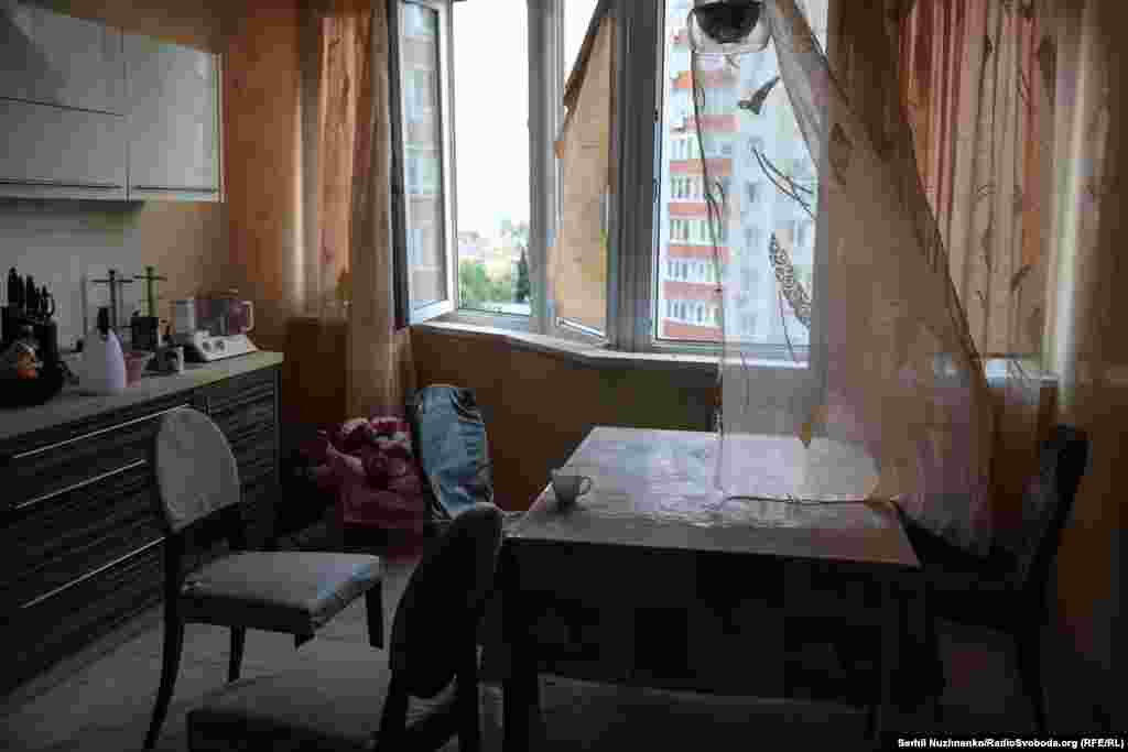 A kitchen near one impact site had its windows shattered by the strike.