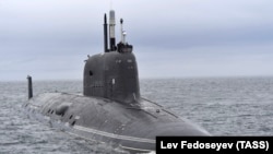 The Kazan, a Russian Yasen-class nuclear submarine, arrives at its base in the Murmansk. region (file photo)