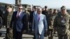 Армения - Министр обороны России Анатолий Сердюков (слева) и президент Армении Серж Саргсян (в центре) во время военных учений ОДКБ на полигоне «Маршал Баграмян», 19 сентября 2012 г. 