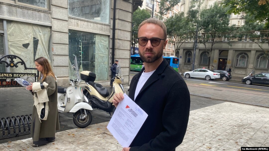 Beloruski aktivista Andrej Gnjot kod Predsedništva Srbije, Beograd, 16. septembar 2024.