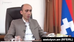Nagorno Karabakh - Artak Beglarian, the Karabakh premier, at a meeting in Stepanakert, July 1, 2021.