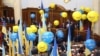 Ukraine -- Decorated with anti-NATO balloons and national flags the Verkhvna Rada of Ukraine sitting hall yet again failed to host a parliament sitting after MPs of the Regions Party faction blocked the presidium and rostrum early morning, 13Feb2008